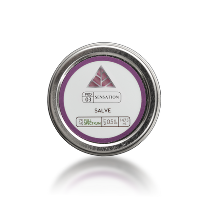 Tin of 'Color Up' salve with a label on a transparent background