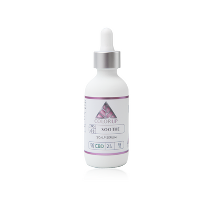 Color Up Soothe Scalp Serum in white dropper bottle with product label showing a pink triangle on white background