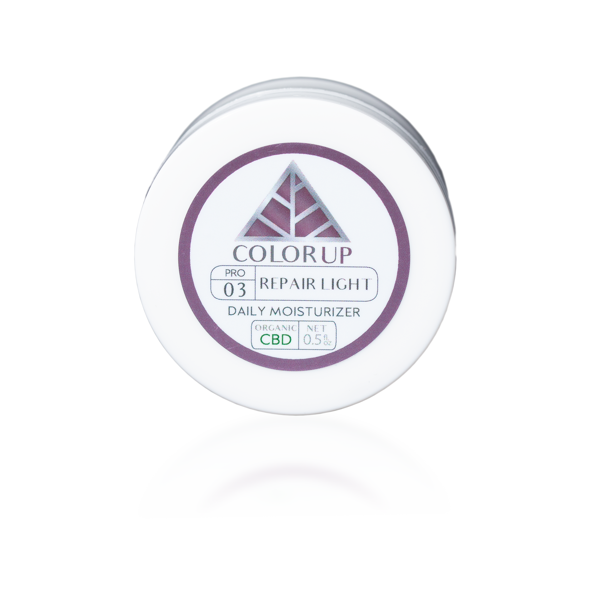 Color Up Travel Sized REPAIR Light Daily Moisturizer with CBD for lightweight hydration for oily and combination skin on transparent background.