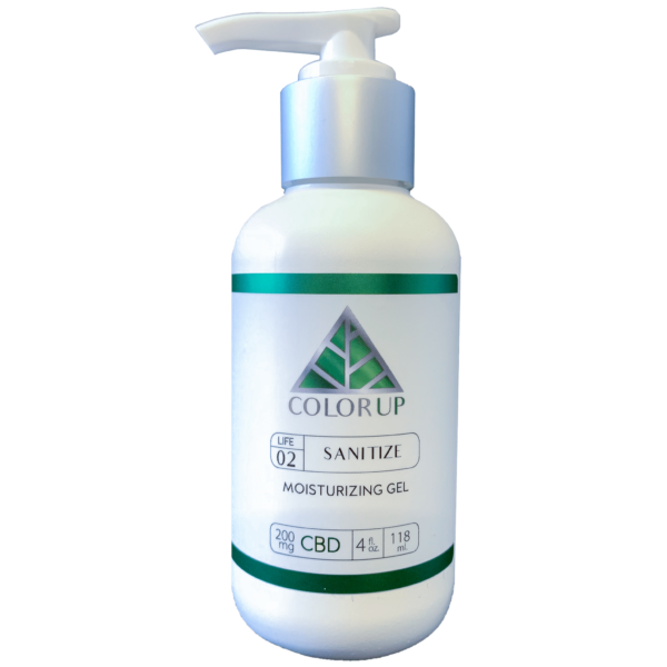 bottle of sanitize moisturizing gel pure cbd